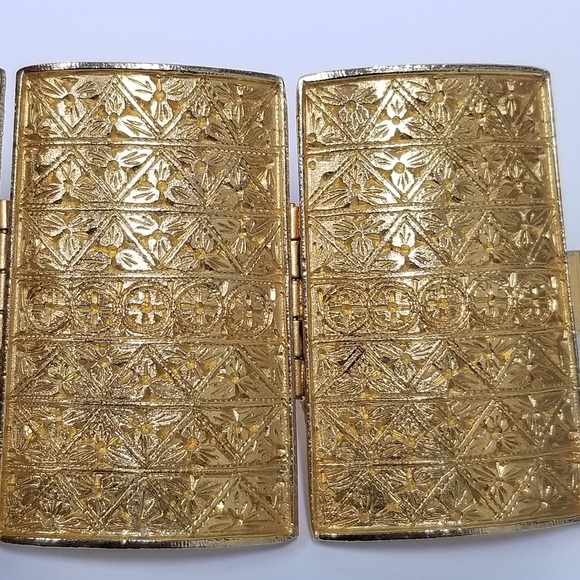 Vintag Super Rare Statement XL Gilt Alhambra Etruscan Pyramid Wide Cuff Bracelet - Picture 4 of 16